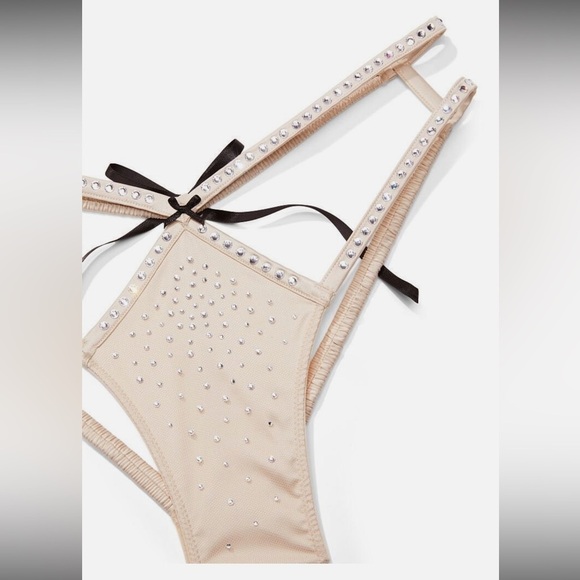 Victoria’s Secret Dream Angels NYE Balconette Bra 34DD & panty L set Champagne - Picture 14 of 16